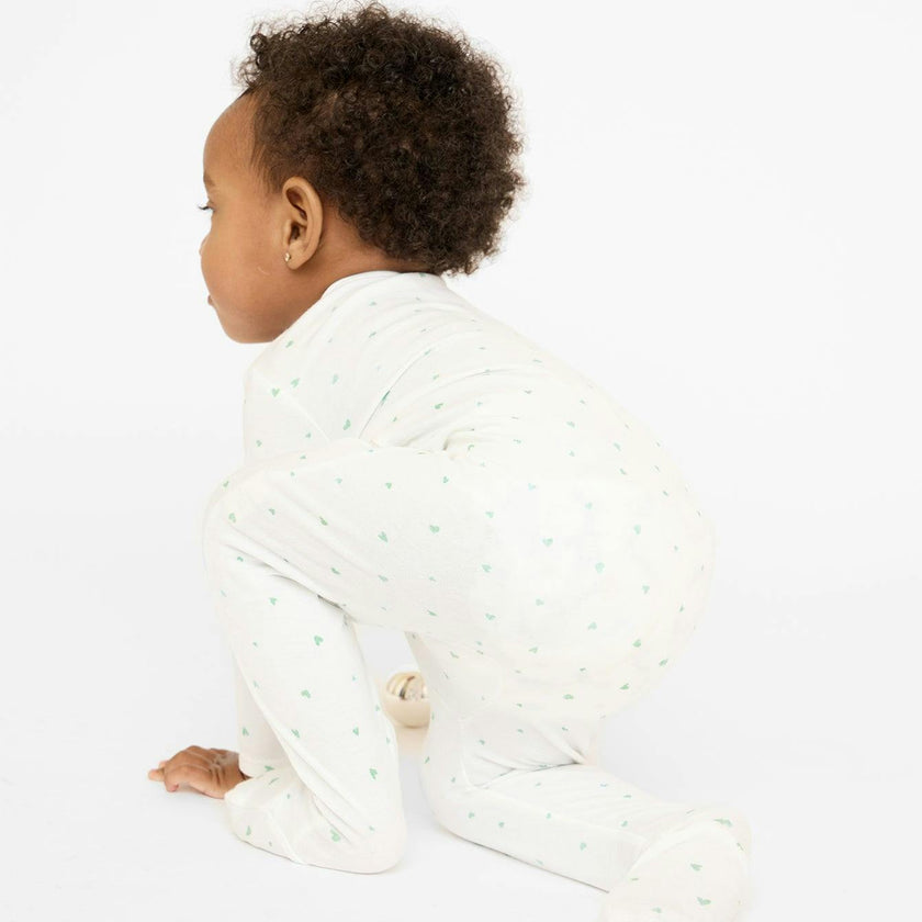 Marley Zip Pajama, Seafoam Hearts