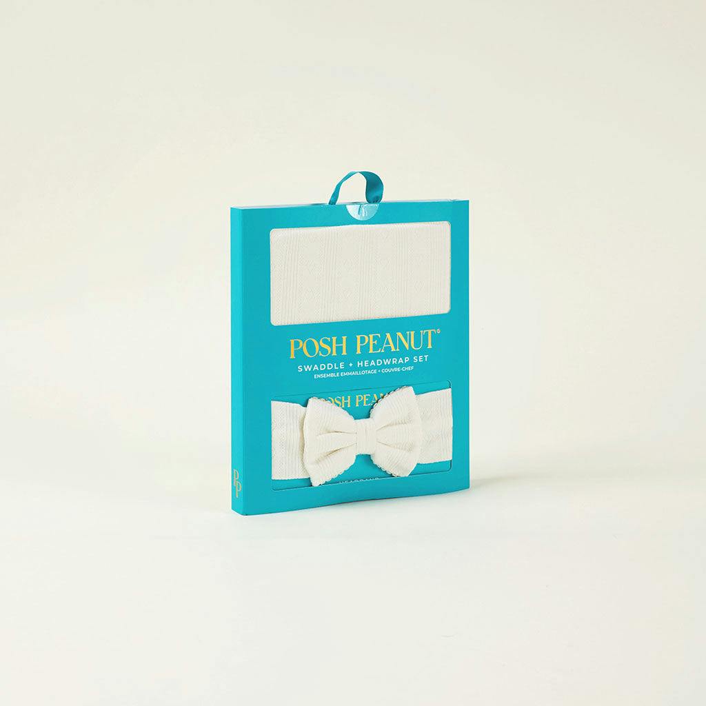 Coconut Pointelle Picot Swaddle Headband Set