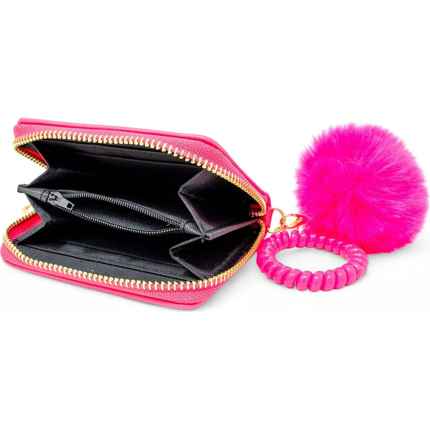 3D Bow Pom Pom Zip Wallet