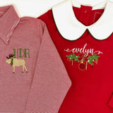 Lillian Girls' Dress Red with Green Piping