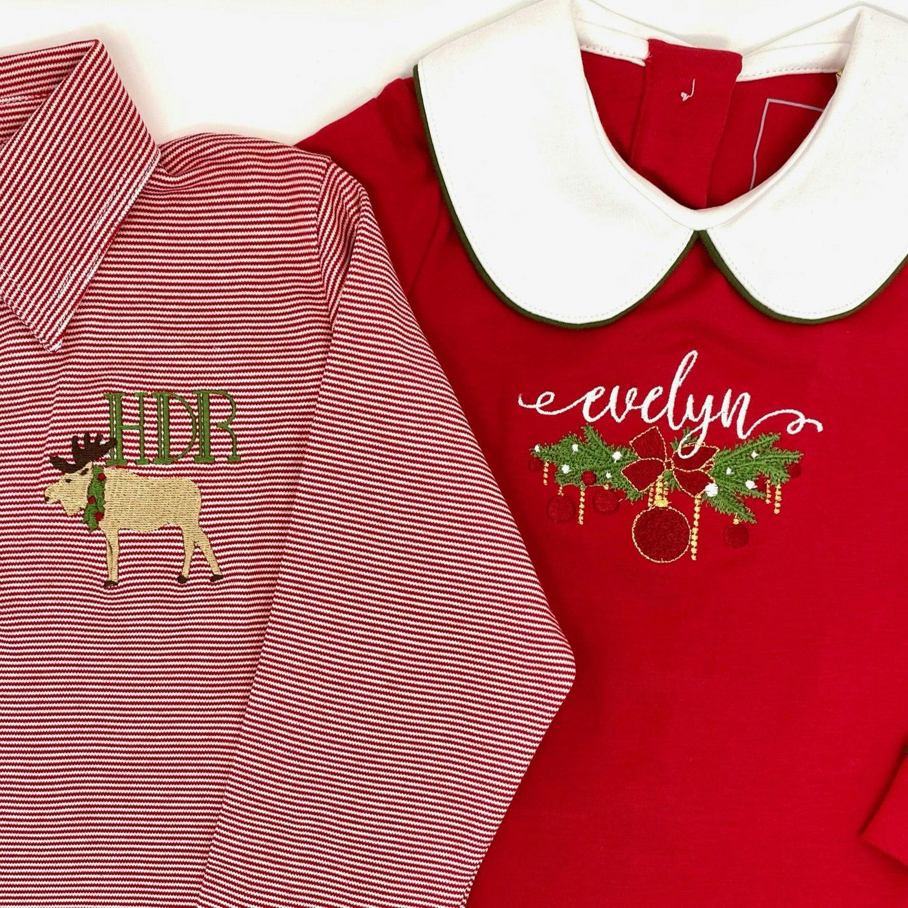 Lillian Girls' Dress Red with Green Piping