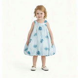 Blue Floral Balloon Dress