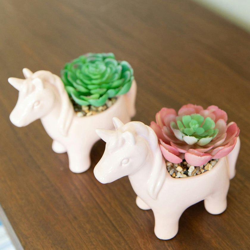 Teal Ceramic Faux Succulents