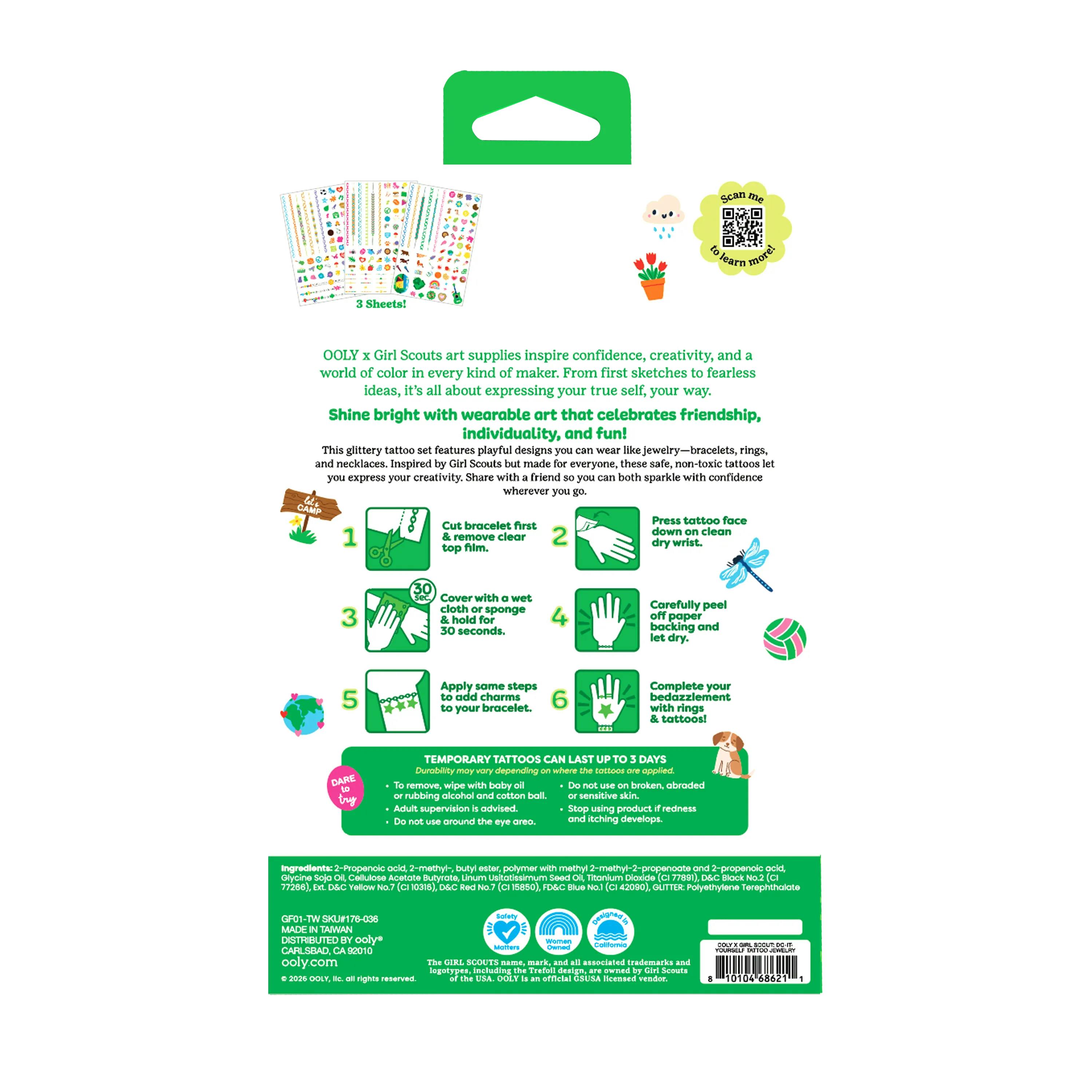 OOLY x Girl Scouts DIY Temporary Tattoo Jewelry - 3 Sheets