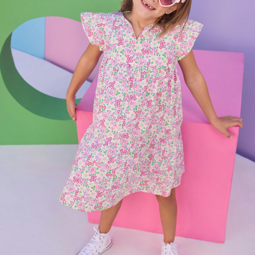 Positano Dress - Pink Bloomsbury Blossoms