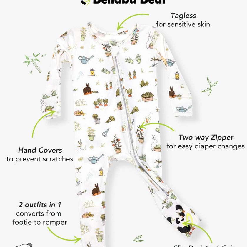 Bunny Garden Bamboo Convertible Footie