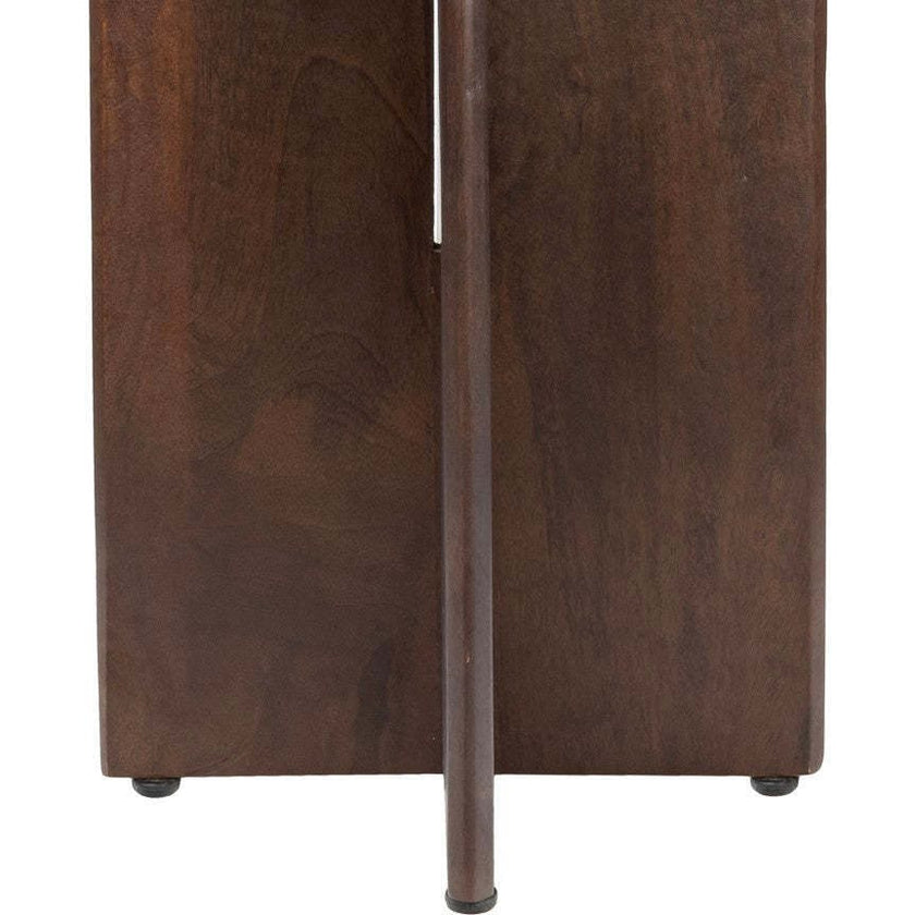 Naomi 18" Rustic Minimalist Marble/Wood X-Base Accent Table