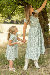 Mini Amber Dress in Sage Gingham