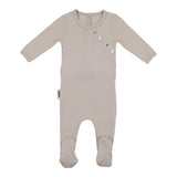 Boys Quilted Waffle Round Neck Long Sleeve Cross Buttoned Footie