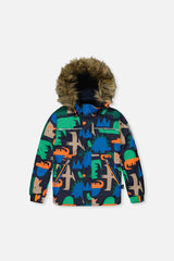 Two Piece Discover Snowsuit Blue Dinosaur Print