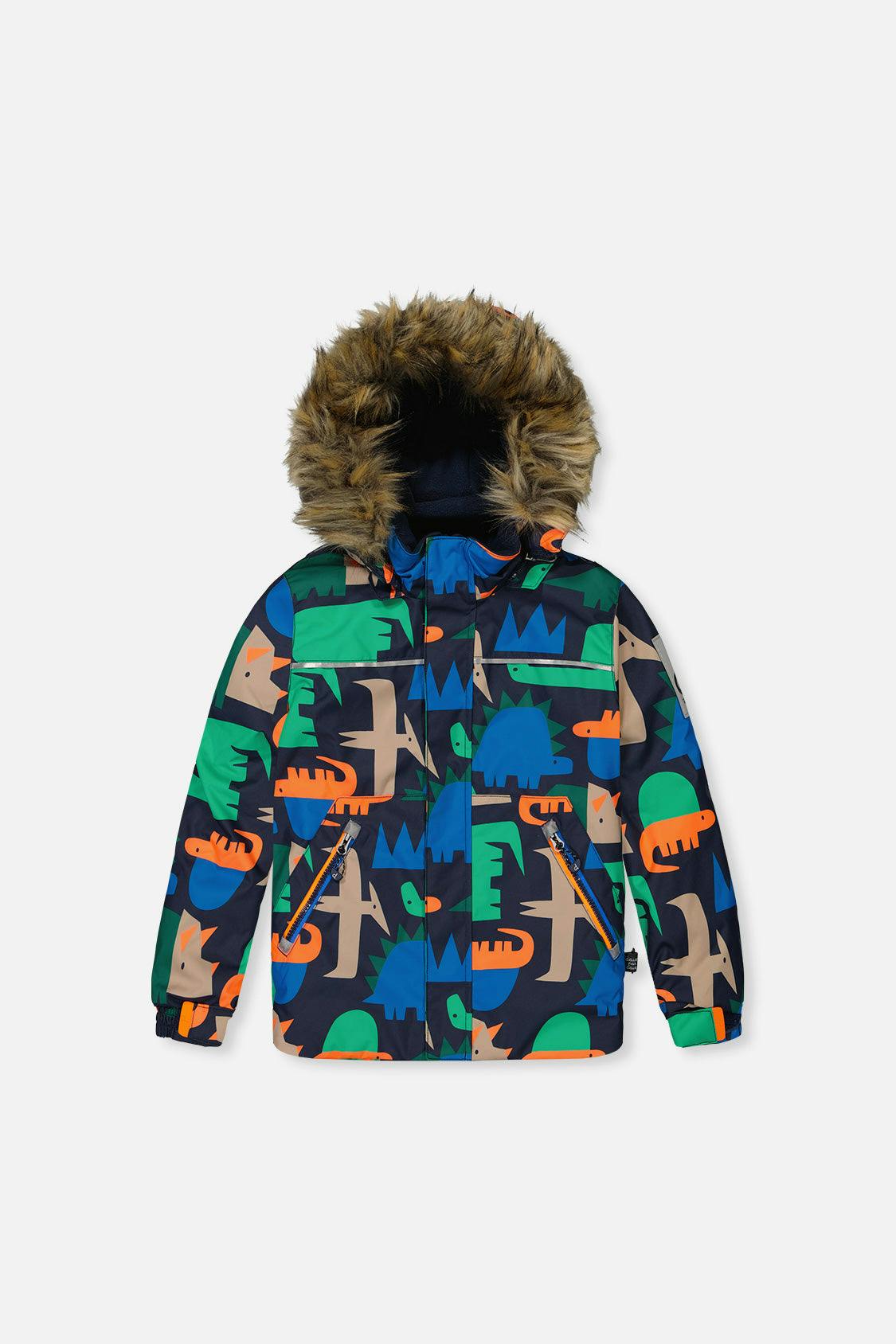 Two Piece Discover Snowsuit Blue Dinosaur Print