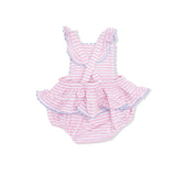 Cherry Stripe - Ric Rac Ruffle Sunsuit