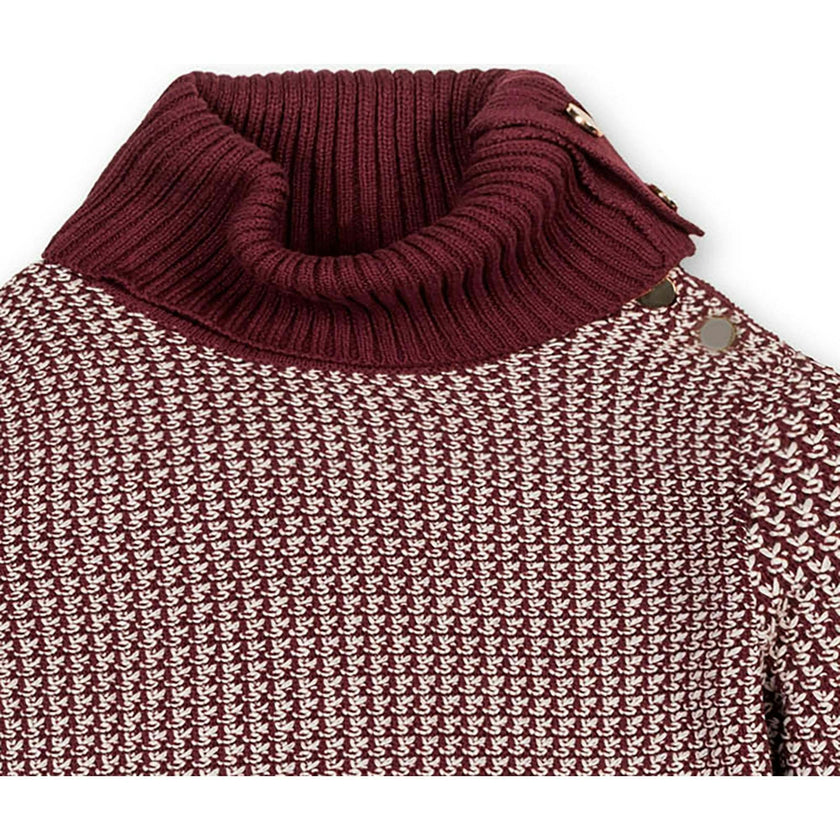 Organic Tweed Stitch Turtleneck Sweater, Red