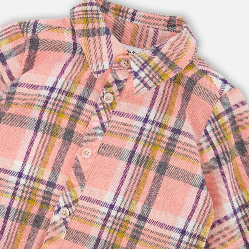 Shirt Plaid Dress with Frill