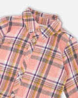 Shirt Plaid Dress with Frill