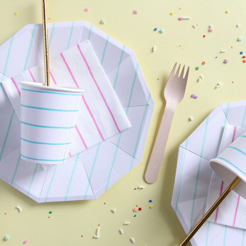 Mint Frenchie Striped Small Plates