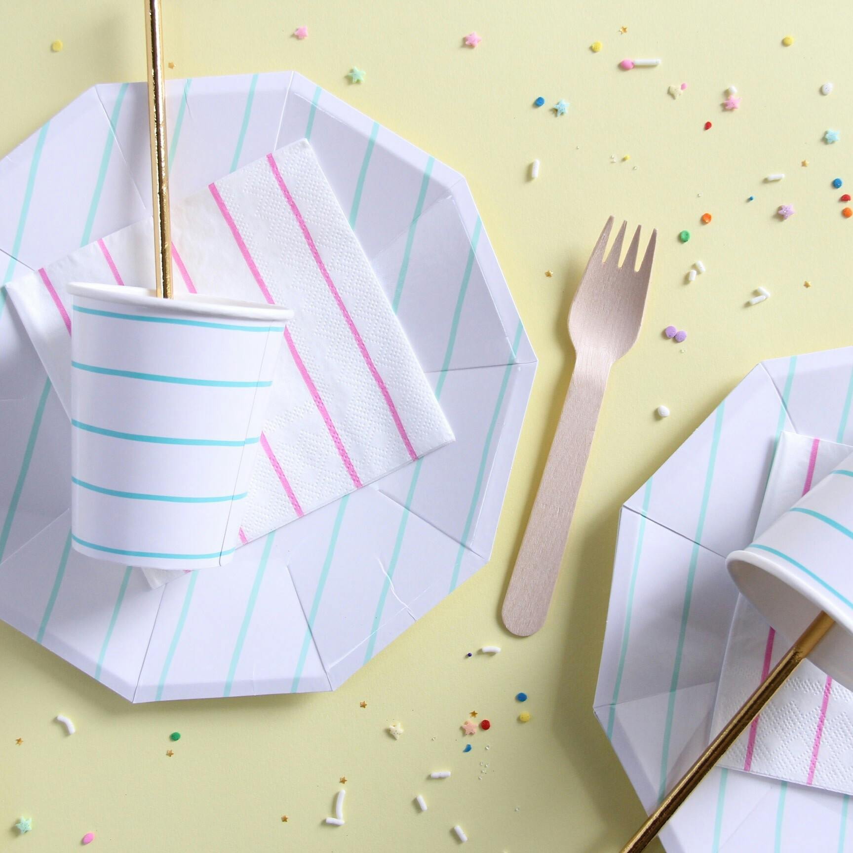 Mint Frenchie Striped Small Plates