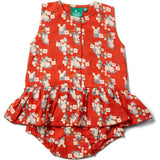 Little Rabbits Ruffle Romper, Red