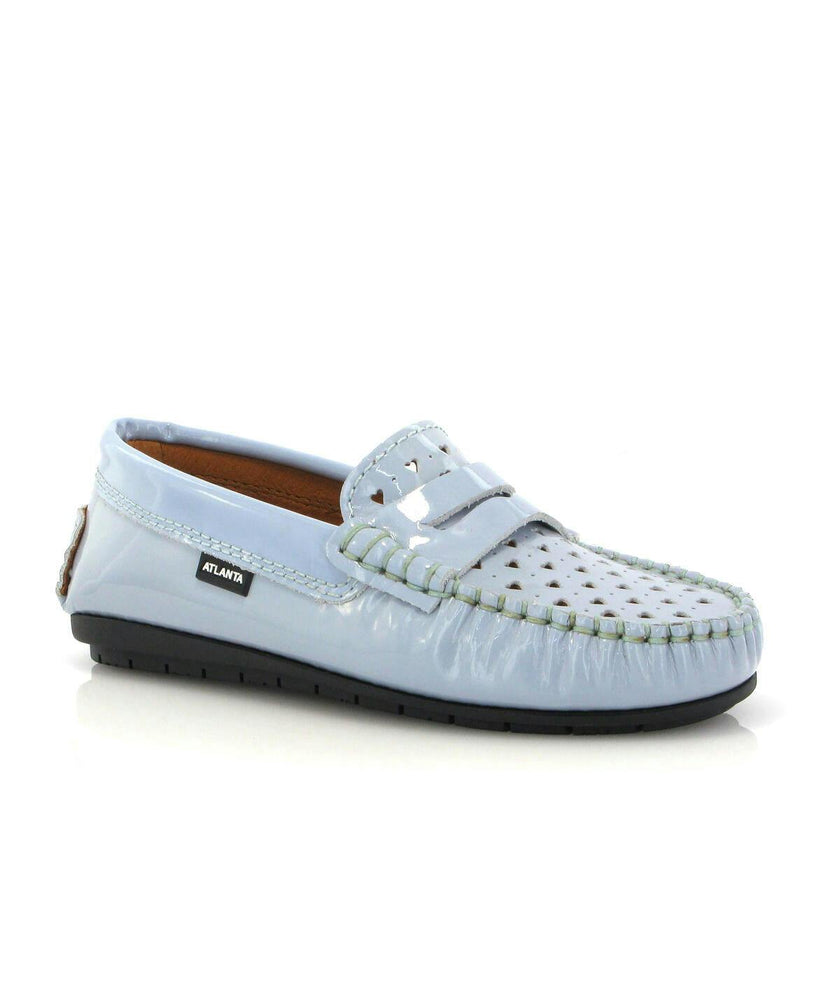032 Walkers - sky blue patent with hearts