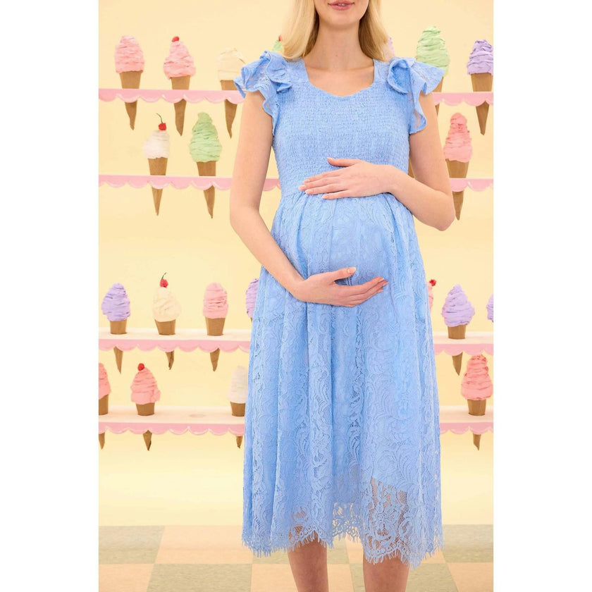 Hattie Dress in Cornflower Blue Lace