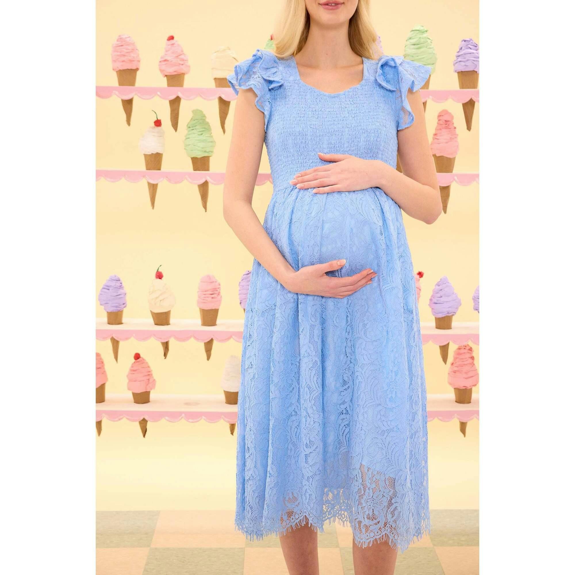 Hattie Dress in Cornflower Blue Lace