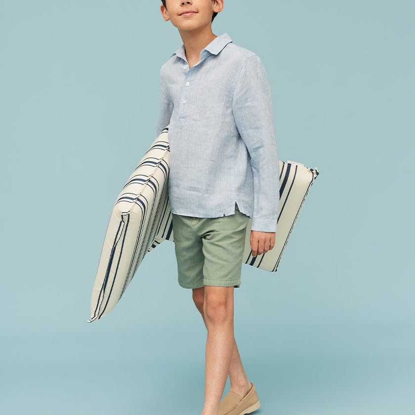 Grey Green Linen Cotton Shorts
