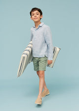Grey Green Linen Cotton Shorts