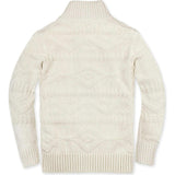 Organic Long Sleeve Half Zip Cable Pullover Sweater, White