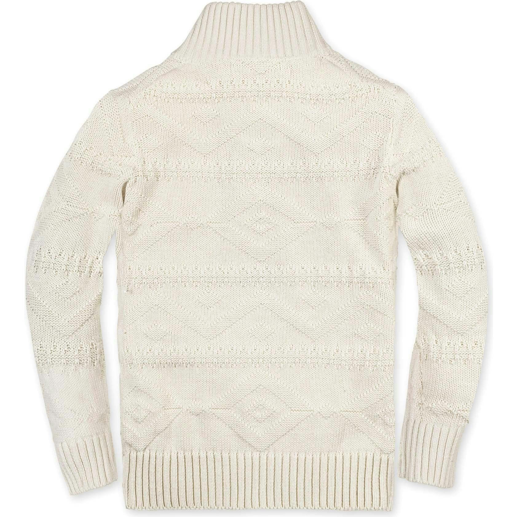 Organic Long Sleeve Half Zip Cable Pullover Sweater, White