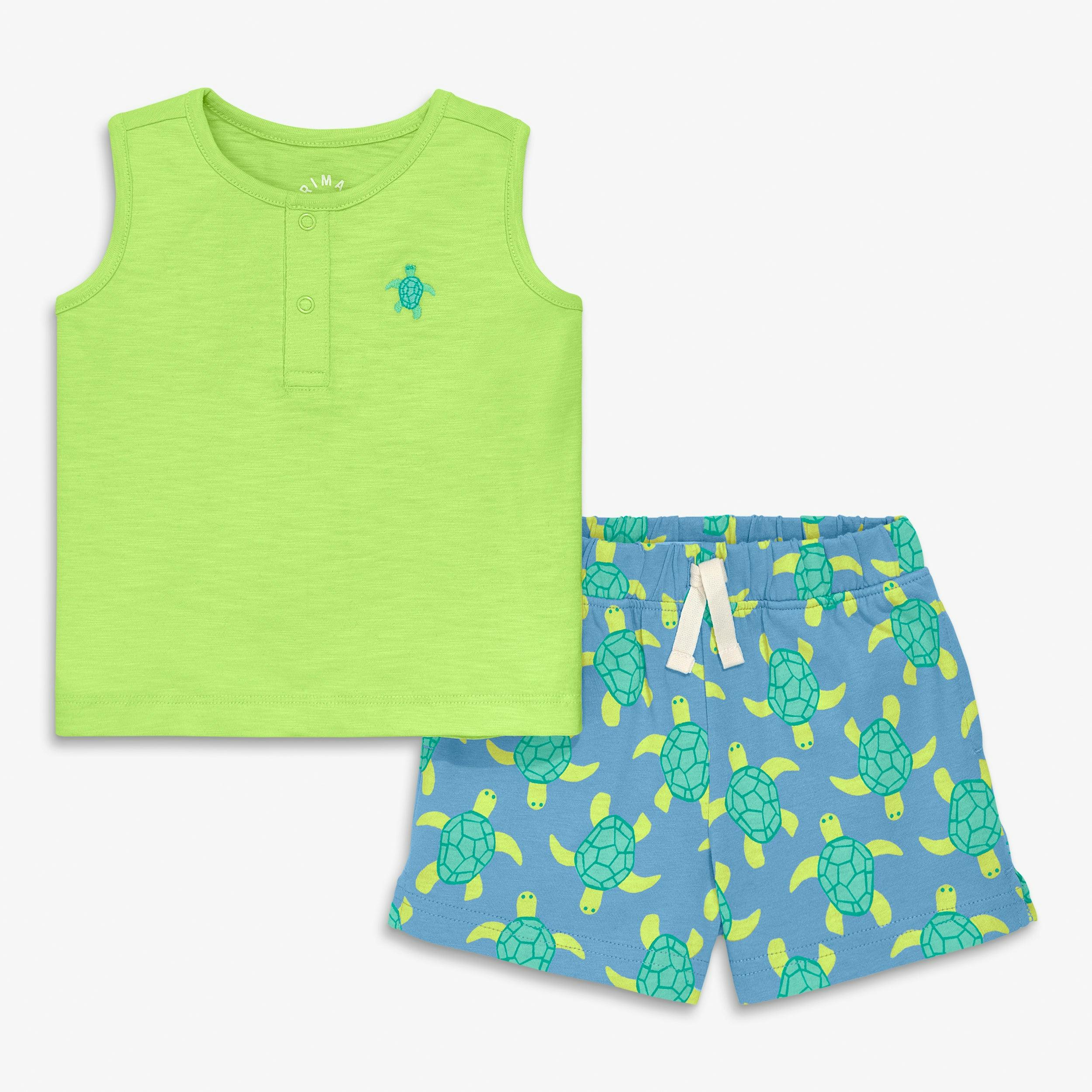 Clearance baby tank and shorts set in sea turtles