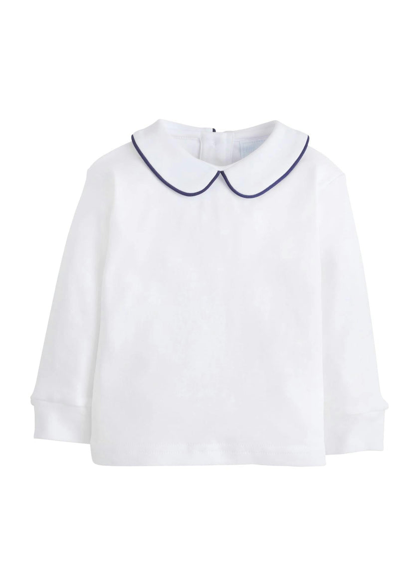 Piped Peter Pan Shirt - Navy
