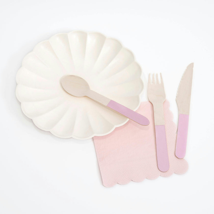 Pink Wooden Cutlery Set
