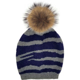Tiger Pattern Wool Hat With A Genuine Fur Pom (TikTok)