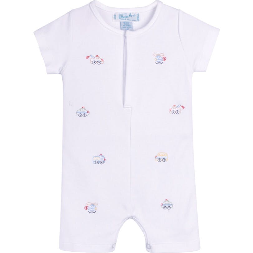 Vehicle Embroidered Cotton Shortall White