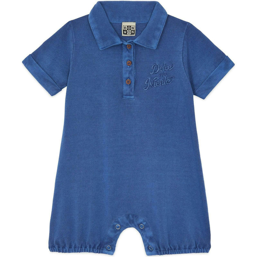BONTON Mediterranean Blue Lewis Polo Romper