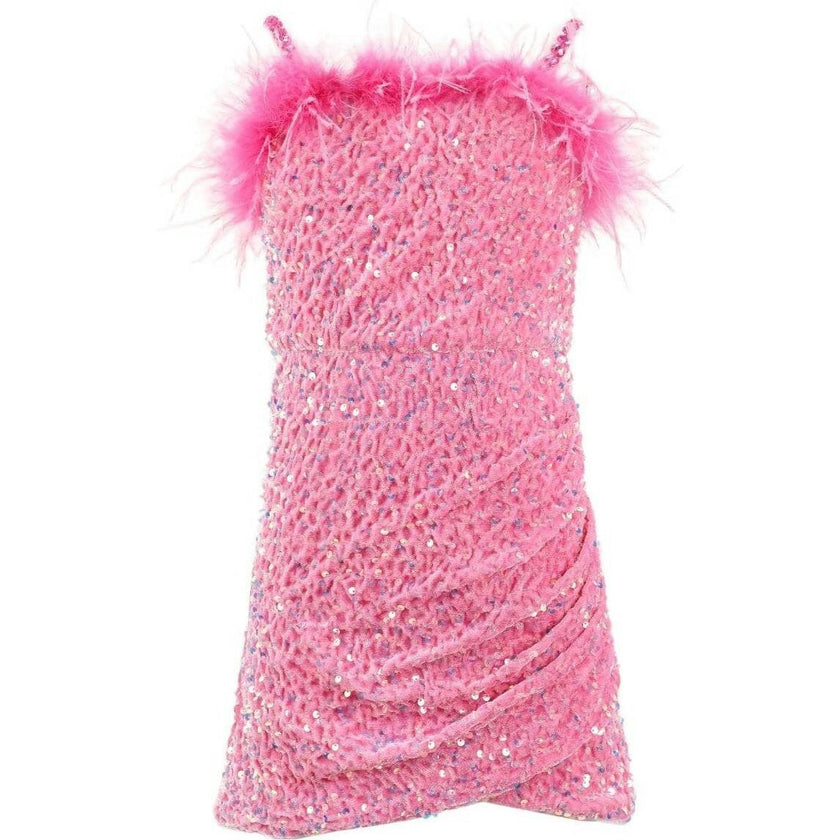 Shimmer Feather Mini Dress