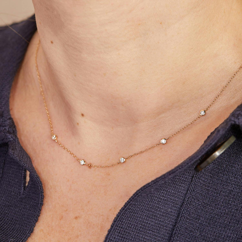 Crystal Solitaire Necklace, 14k Gold Plated