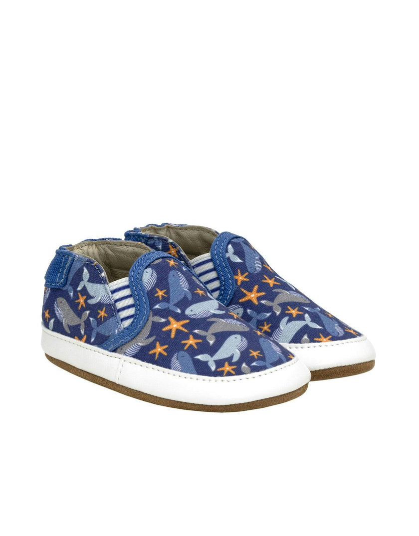 Whale Tale Soft Soles in Dark Blue