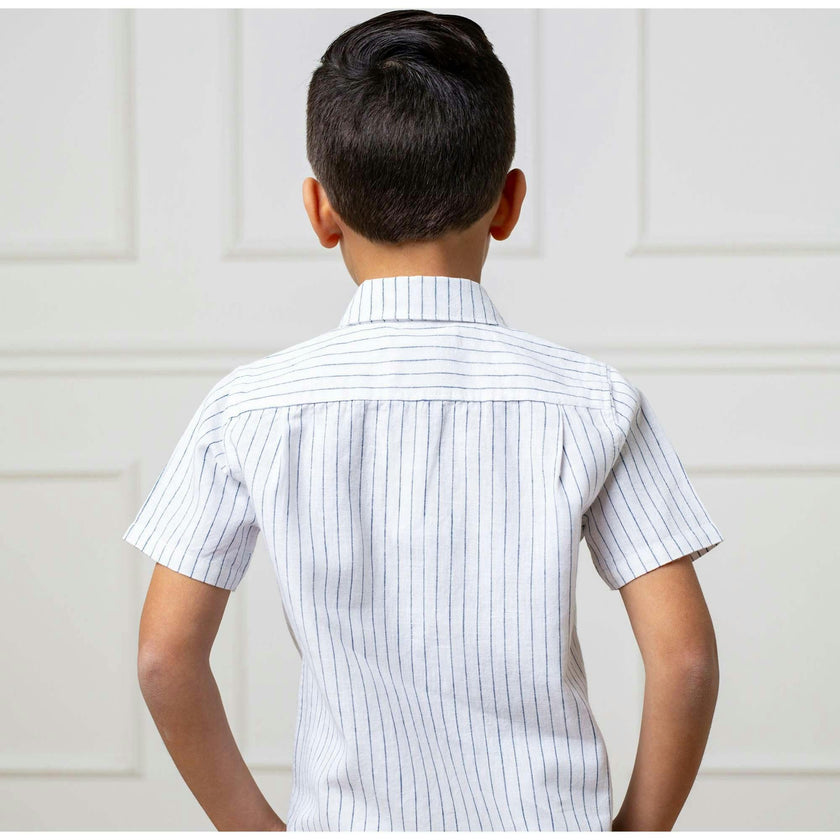 Linen Short Sleeve Button Down Shirt, White
