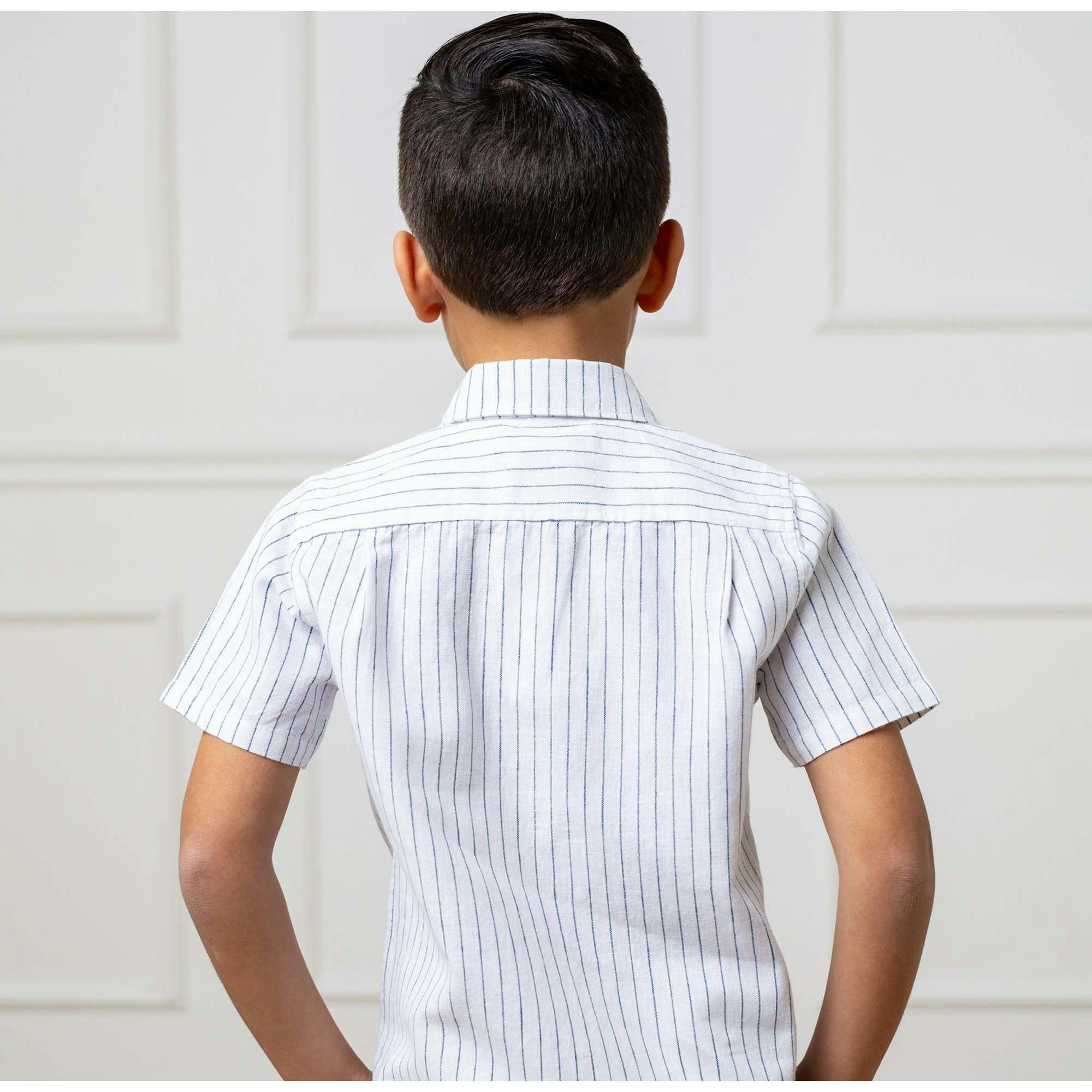 Linen Short Sleeve Button Down Shirt, White
