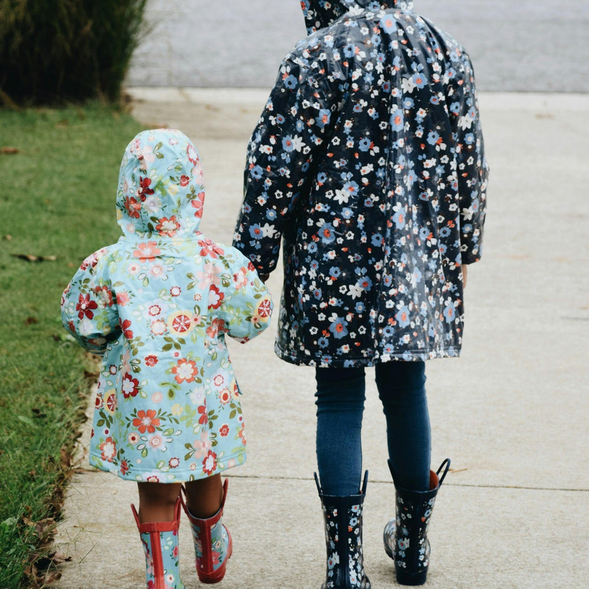 Navy Flower Rain Boot
