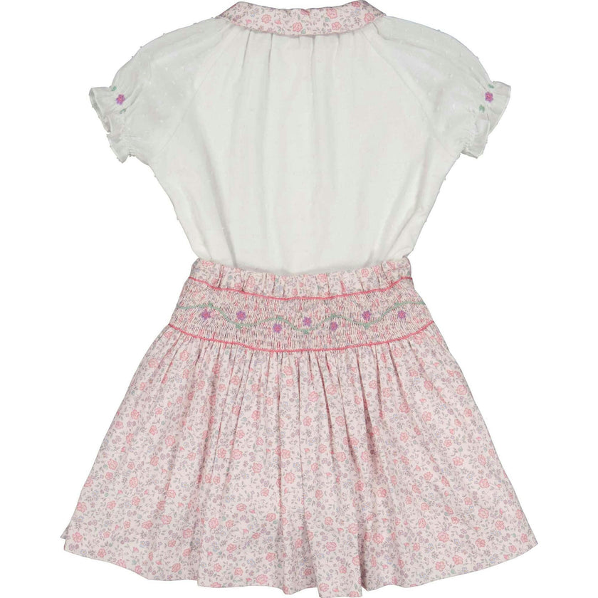 Marie Floral Pink Skirt & Short Sleeve Blouse