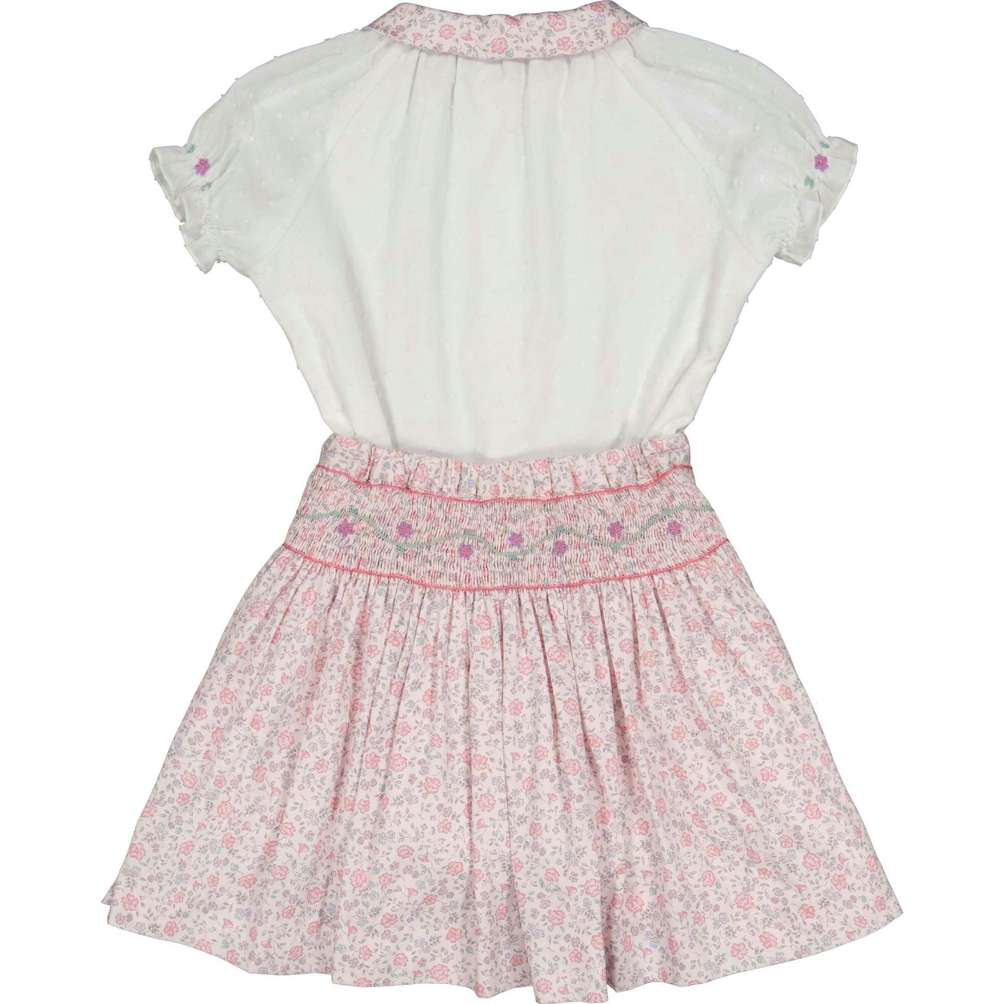 Marie Floral Blue Skirt & Short Sleeve Blouse