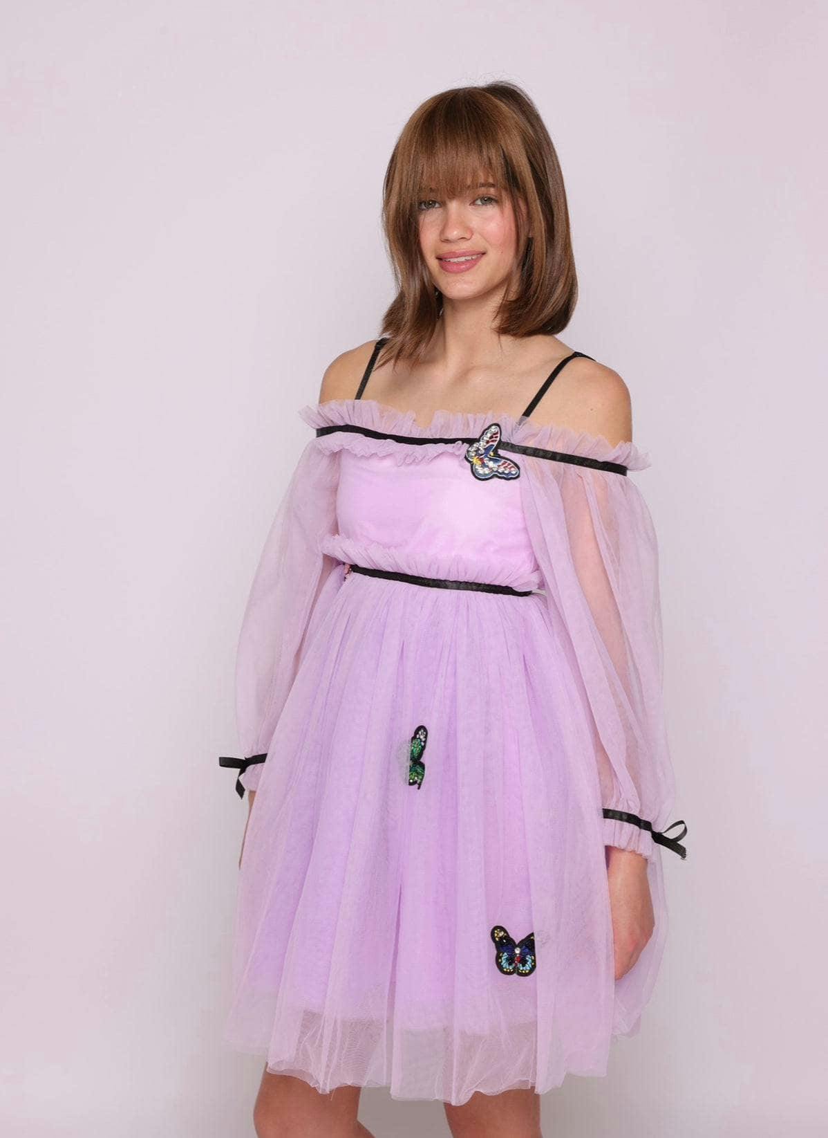 Dream Off-Shoulder Full Sleeve Tulle Dress