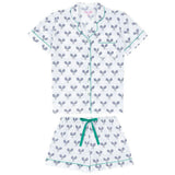 Women's Tennis Navy Short PJ Set - Organic Cotton Poplin