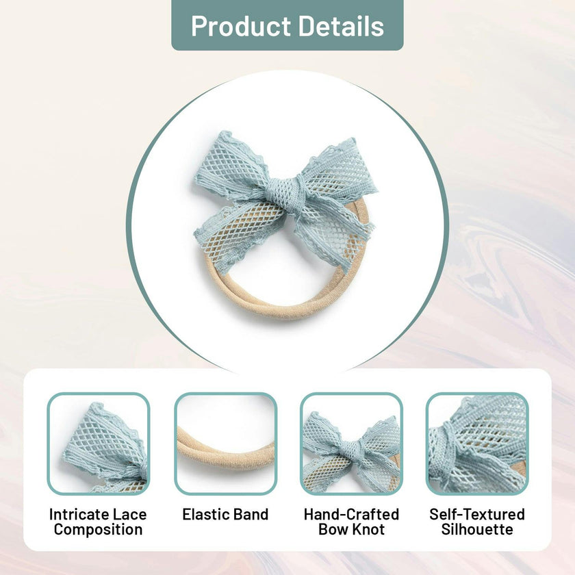 Halo Luxe Mae Lattice Lace Baby Headband - Powder Blue