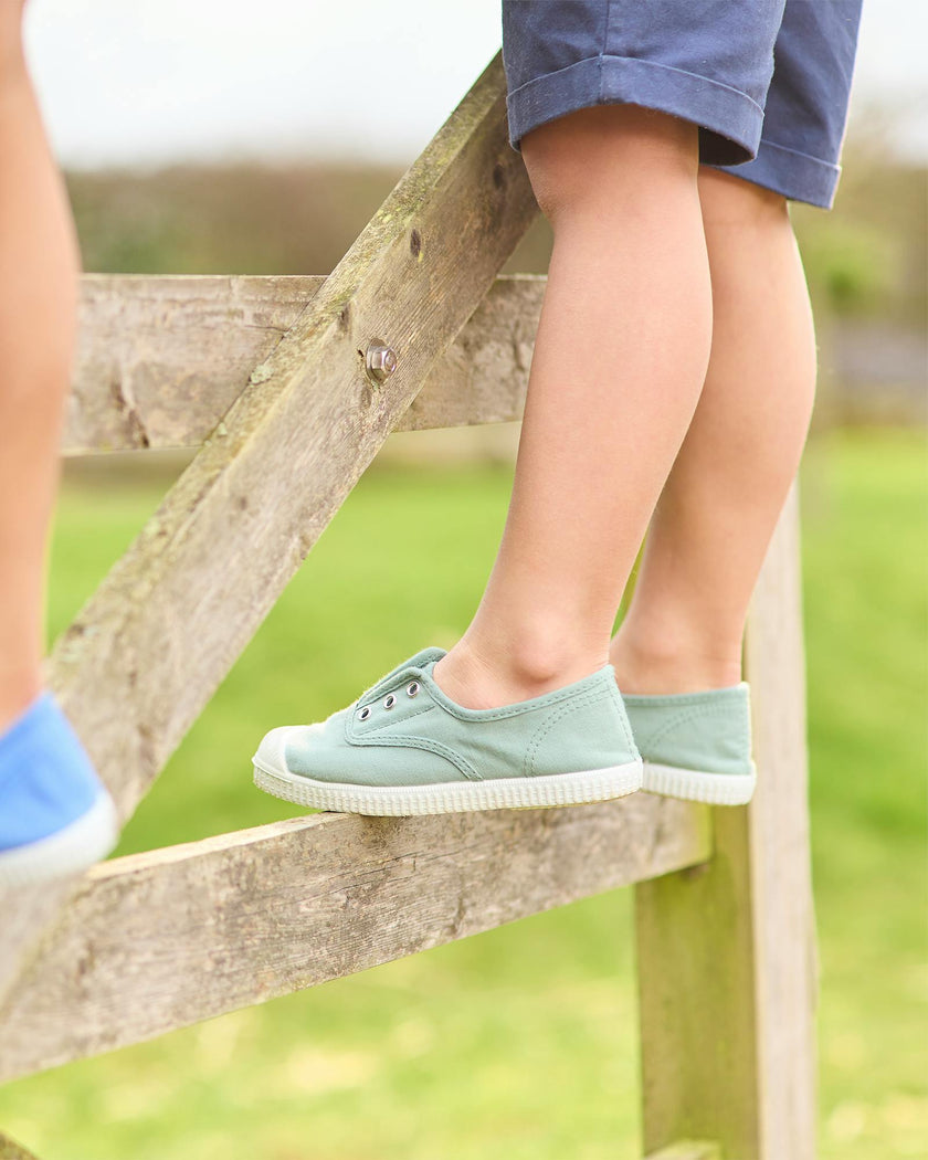 Hampton Canvas Plum Plimsolls in Olive
