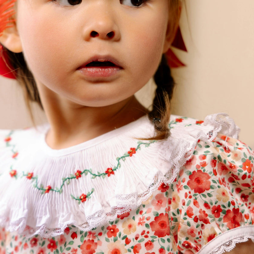 Celestine Red Floral Smocked Dress