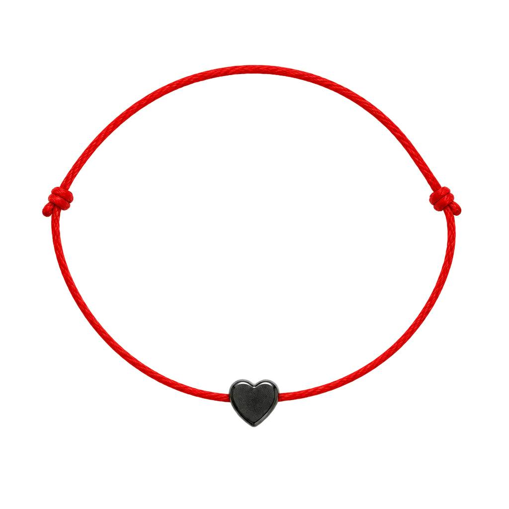Dark Heart Hematite Charm Bracelet