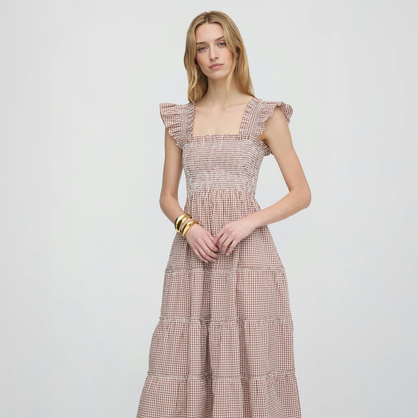 The Ellie Nap Dress - Cognac Gingham